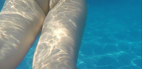  wife thong swimming in pool cameltoe